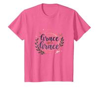 Grace Upon Grace: La fe inspiradora de Las Mujeres cristianas Camiseta, Niños, Rosa Jaspeado, 4 años