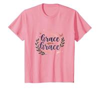 Grace Upon Grace: La fe inspiradora de Las Mujeres cristianas Camiseta, Niños, Rosado, 8 años