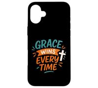 Grace Wins Every Time - Cita Vintage de fe Cristiana Carcasa para iPhone 16 Plus