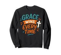 Grace Wins Every Time - Cita Vintage de fe Cristiana Sudadera