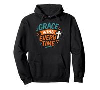 Grace Wins Every Time - Cita Vintage de fe Cristiana Sudadera con Capucha