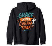Grace Wins Every Time - Cita Vintage de fe Cristiana Sudadera con Capucha