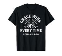 Grace Wins Every Time Romans 5:20 Verso cristiano Camiseta
