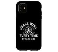 Grace Wins Every Time Romans 5:20 Verso cristiano Carcasa para iPhone 11