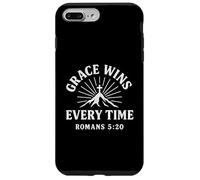 Grace Wins Every Time Romans 5:20 Verso cristiano Carcasa para iPhone 7 Plus/8 Plus