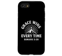 Grace Wins Every Time Romans 5:20 Verso cristiano Carcasa para iPhone SE (2020) / 7 / 8
