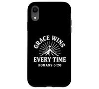 Grace Wins Every Time Romans 5:20 Verso cristiano Carcasa para iPhone XR
