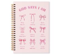 Grace Yonks Cuaderno con diseño de lazo rosa inspirador de Biblias, cuaderno A5 Christian Spiral, libro de composición estética para niñas, suministros escolares de 5,8 x 8,3 pulgadas con 80 páginas