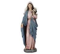 Grace4Joy Estatua de la Madre bendecida - Figura de Santa María sosteniendo Lirios Elegante decoración del hogar, Estatua de Virgen María Pintada a Mano colección renacentista