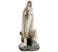 Grace4Joy Vineyard Carvings Estatua de Nuestra Señora de Fátima - Figura de Nuestra Señora de Fátima con Niños Pintada a Mano de la Santísima Virgen María Estatua Católica Decoración del Hogar