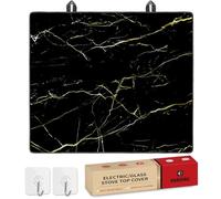 GRACEALL Alfombrilla Protectora para Encimera de Cristal 60CM, Cubierta de Goma Resistente al Calor y Arañazos, con Ganchos de Pared (61x53 cm, Mármol)