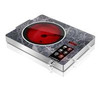 GRACEALL Placa Eléctrica 1 Fuego, Placa Vitrocerámica Infrarroja Portátil con Control Táctil y Perilla, Temperatura Ajustable para Cocina y Camping, BJ-D3EU Marble