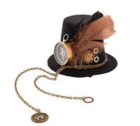GRACEART Brújula Pluma Steampunk Mujeres Sombrero de Copa (A)