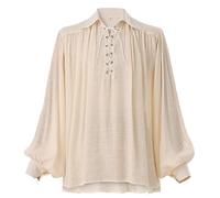 GRACEART Camisa de pirata medieval de poeta de gran tamaño, traje de festival renacentista, informal, para hombre o mujer, beige, S