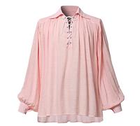 GRACEART Camisa de pirata medieval de poeta de gran tamaño, traje de festival renacentista, informal, para hombre o mujer, rosa, M