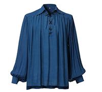 GRACEART Camisa de pirata medieval de poeta de gran tamaño, traje de festival renacentista, informal, para hombre o mujer, azul claro, M