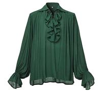 GRACEART Camisa Medieval Nórdica para Hombre o Mujer Pirata Renacentista Capitán Victoriano Top Atuendo, verde, XL