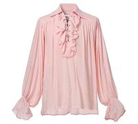 GRACEART Camisa Medieval Nórdica para Hombre o Mujer Pirata Renacentista Capitán Victoriano Top Conjunto, rosa, S