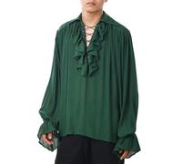 GRACEART Camisa Medieval Nórdica para Hombre o Mujer Pirata Renacentista Capitán Victoriano Top Conjunto, verde, S