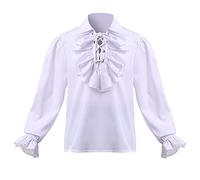GRACEART Camisa medieval pirata para niños, camisa colonial renacentista para niños, color blanco, 2T a 16 años, 01 # blanco, 12 años