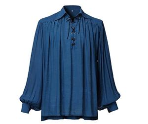GRACEART Camisa pirata medieval de gran tamaño del Renacimiento - Traje casual para hombre o mujer, azul claro, L