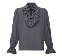GRACEART Camisa pirata para hombre, camisa colonial con volantes, camisa renacentista, poeta con volantes, disfraz gótico steampunk, vampiro, gris, XXL