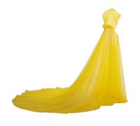 GRACEART Capa con Capucha Nupcial Capa Larga Trasera Boda Tul Elfo Túnica Velo de Capilla Mantilla, amarillo, Altoa única