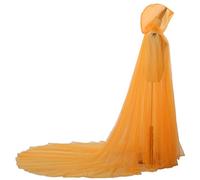 GRACEART Capa con Capucha Nupcial Capa Larga Trasera Boda Tul Elfo Túnica Velo de Capilla Mantilla, naranja, Altoa única
