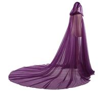 GRACEART Capa con capucha para novia, parte trasera larga, tul, elfo, capilla, velo, Morado (, Talla única