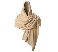 GRACEART Chal, bufanda, capucha, faja, capucha medieval, mago, disfraz de mago, capa con broche, beige, 230cm X 130cm