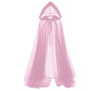 GRACEART Disfraz medieval de Halloween con capucha, capa de tul para mujer, cosplay, vintage, vampiro, terror, novia, capa larga, rosa, Talla única