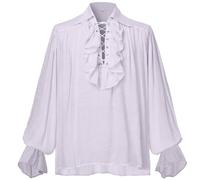 GRACEART Hombres Pirata Camisa Disfraz (S, White)