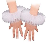 GRACEART Isabelino Muñeca Ruffs Ruffled Bofetada Payaso Brazo Alzacuello disfraz(Blanco)