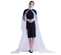 GRACEART Mujer Mesh Cape Fairy Elf Vestido de novia Elven Queen Princess Capa con cuello Traje Medieval (L (talla de cuello:42 cm), blanco)