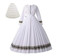 GRACEART Mujer Vintage Victoriano Vestido 1860s Medieval Renacimiento Gotico con Manga Larga Disfraz Princesa (M, Blanco)