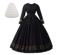 GRACEART Mujer Vintage Victoriano Vestido 1860s Medieval Renacimiento Gotico con Manga Larga Disfraz Princesa (M, Negro)
