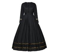 GRACEART Mujer Vintage Victoriano Vestido 1860s Medieval Renacimiento Gotico con Manga Larga Disfraz Princesa (S, Negro)