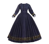 GRACEART Mujer Vintage Victoriano Vestido Medieval Renacimiento Gotico con Manga Larga Disfraz Princesa (XL, Azul Oscuro)
