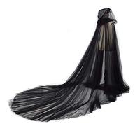GRACEART Mujeres Princesa Capa Mantón De la Boda De la Gasa Capa con Capucha Largo Disfraz de Halloween para (Negro)