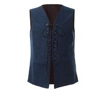 GRACEART Renacimiento Medieval Camisetas de tirantes Reversible Gótico Pirata Chaleco (M, azul/marrón)