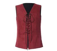 GRACEART Renacimiento Medieval Camisetas de tirantes Reversible Gótico Pirata Chaleco (M, negro/rojo)