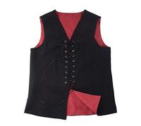 GRACEART Renacimiento Medieval Camisetas de tirantes Reversible Gótico Pirata Chaleco (XXL, negro/rojo)