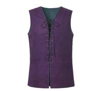 GRACEART Renacimiento Medieval Chaleco Hombre Adultos Reversible Chaleco Pirata Disfraces, verde/morado, M