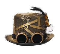 GRACEART - Sombrero alto de estilo Steampunk vintage con engranajes y remaches (estilo01, L)