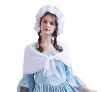 GRACEART Sombrero de campesino Amish Prairie Cap para mujeres y niñas, estilo colonial pionero, 100% algodón, color 03 (sombrero y bufanda), talla M