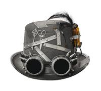 GRACEART Sombrero de copa Steampunk para hombres y mujeres con gafas extraíbles, color plateado antiguo (circunferencia de la cabeza = 58 cm, plata antigua)