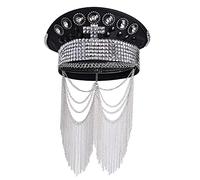 GRACEART Sombrero de lentejuelas para mujer Burning Man Festival Militar Capitán Gorras Steampunk con gafas, Estilo-13, Medium