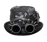 GRACEART Sombrero Steampunk unisex para disfraz de Halloween, accesorio de disfraz con gafas y engranajes (estilo D, M-58 cm)