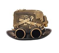 GRACEART Sombrero Steampunk unisex para disfraz de Halloween, accesorio de disfraz con gafas y equipo (M-58 cm, estilo A)