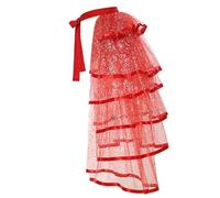 GRACEART Steampunk - Falda de encaje con cinturón tutú negro, Rojo plateado, Talla única